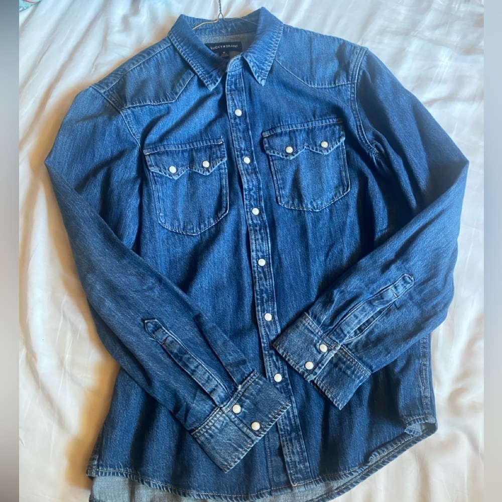 Lucky Brand x Cole Hauser Blue Casual Button Down Shirt with Western Details